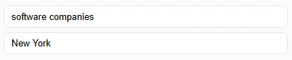 Keyword and location fields in the MapsScraper side panel